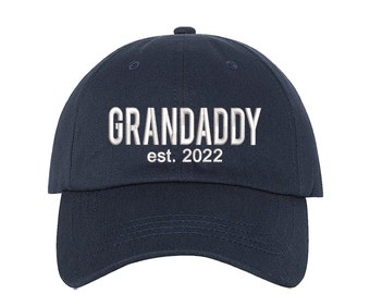 Grandaddy Est 2022 Embroidered Baseball Hat, Grandpa Dad Hat Grandfather Baseball Hat Grand daddy Baseball Hat Father's Day Baseball Cap