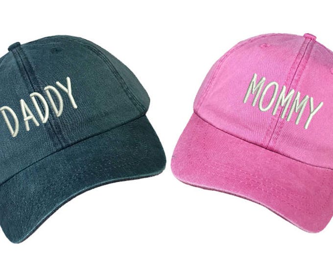 DADDY Hat & MOMMY Hat | Washed Hat | New Parent Gift | Gender Reveal | Expecting Couples | We're Having a Baby | Newborn Announcements