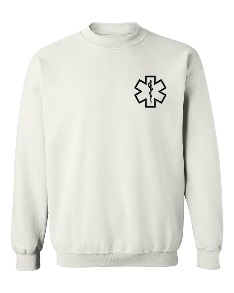 Paramedic Star Crewneck Sweatshirt, Gift for Her, Paramedic Pullover Sweater, Unisex Winter Sweatshirt, First Responder Gift, EMT Sweatshirt WHITE