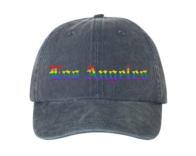 Los Angeles Pride Washed Dad Hat, LGBT Baseball Hat, Embroidered Baseball Hat, Pride Flag Dad Hat, LA Pride Baseball Hat, Pride Baseball Hat