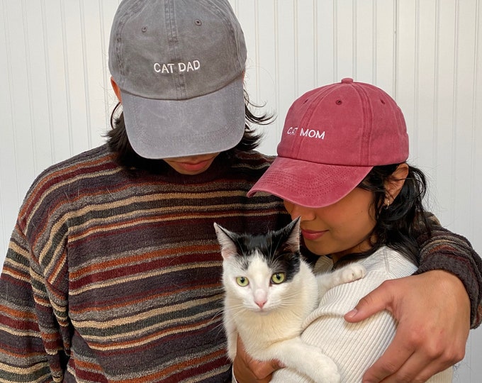 Cat Dad Washed Baseball Hat, Cat Dad Hats, Gift for Cat Dad, Embroidered Baseball Cap, Cat Father Hats, Cat Lover Gifts, Fathers Day Hat