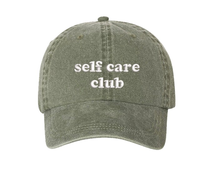 International Women Day Hats Self Care Club Washed Baseball Cap, Dad Hat, Unisex Embroidered, Relaxed Baseball Hat Cap Women Empowerment