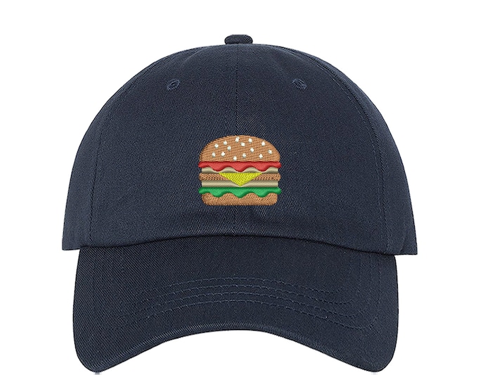Hamburger Baseball Hat, Dad Hat Foodie Gift, Burger Cap, Food Lover Baseball Hat, Food Hat, Junk food Dad Hats