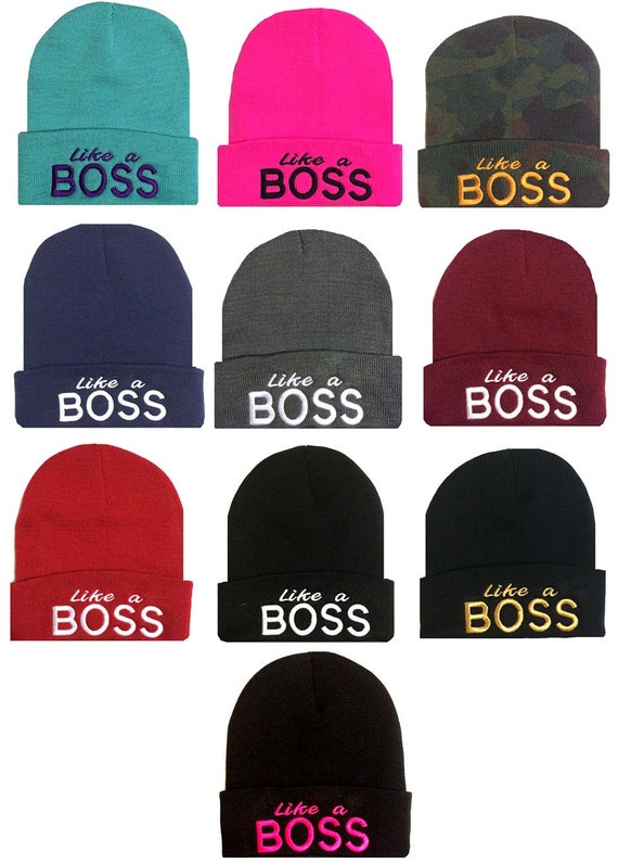 Adult Boss Embroidered Cuffed Knit Beanie Cap