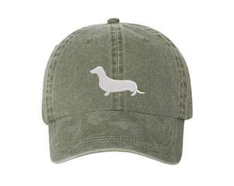 Dachshund Washed Dad Hat, Embroidered Baseball Cap, Dachshund Dad Hat, Puppy Dog Hat, Dog Dad, Dog Mom, Dachshund Gift