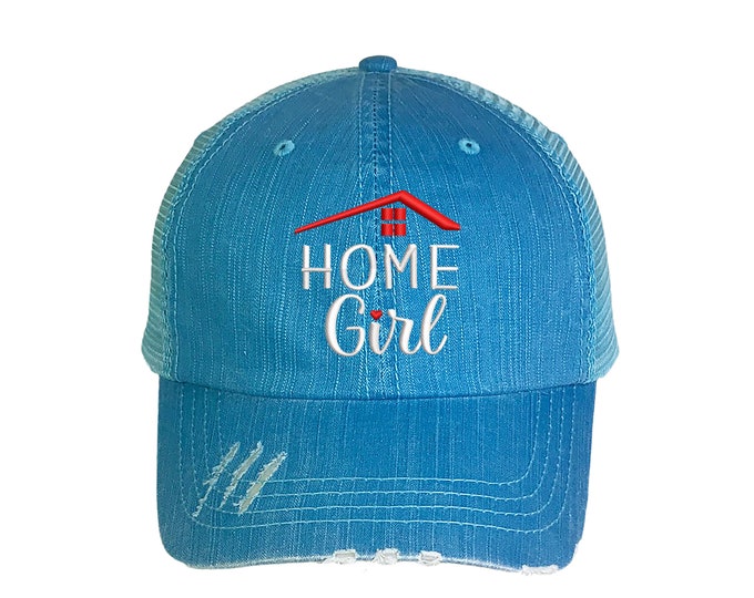 Home Girl Trucker Hat, Realtor Distressed Trucker Hat, Real Estate Trucker Cap, Embroidered Trucker Caps, Gift for Realtor Trucker hat