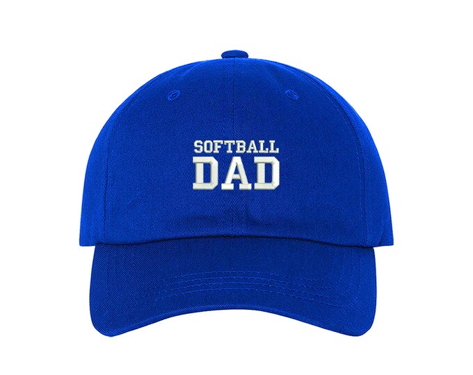 SOFTBALL DAD Dad Hat, Embroidered Baseball Softball Parents Hat, Low Profile Kittenball Sports Dad Cap Hats, Many Colors Available