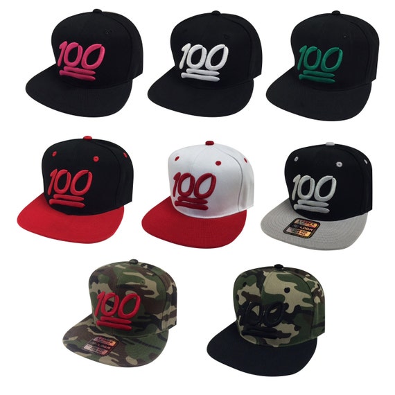 100 Emoji Hat Flat Bill Snapback 3D 