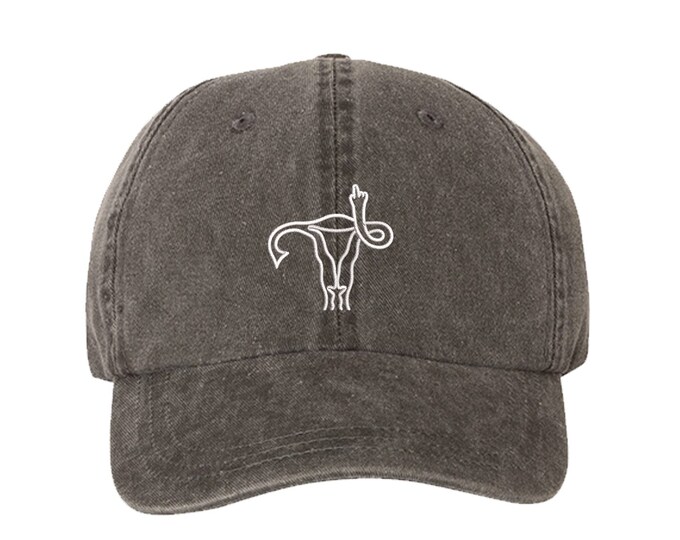 My Body My Choice UTERUS Middle Finger Washed Baseball Cap Pro Choice Dad Hat Women's Rights Hat  Pro Roe Cap Abortion Rights Baseball Hats