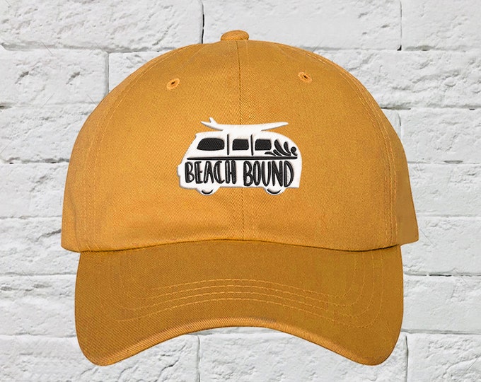 Beach Bound Baseball Hat Beach Hat, Surfing Baseball Cap, Camping Hats, Gifts for Hippies, Baseball Hats for Surfers