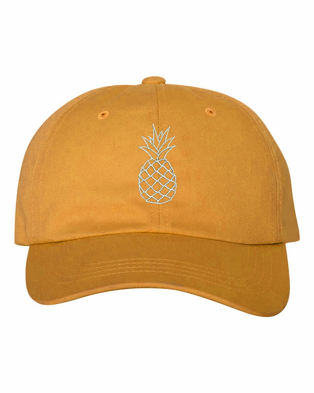 White Outline PINEAPPLE Baseball Hat, Embroidered Baseball Cap