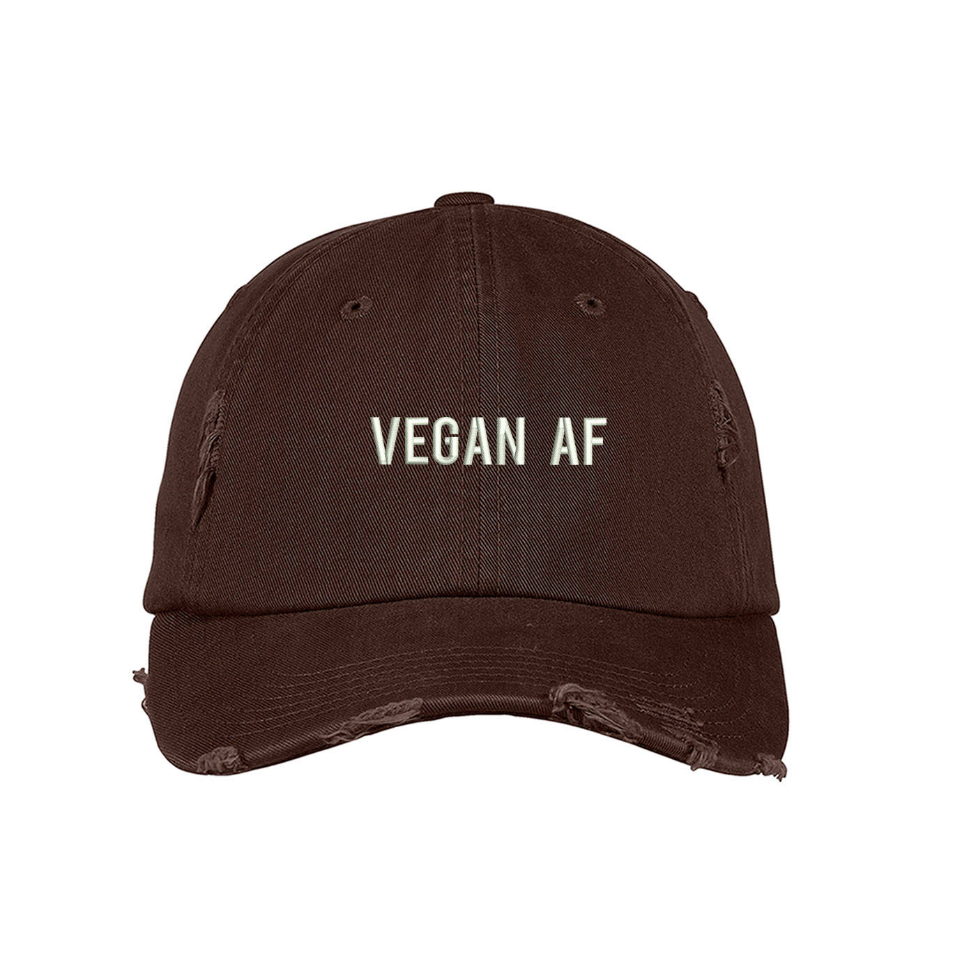 VEGAN AF Distressed Dad Hat, Embroidered Veganism No Animal No Dairy Hat, Low Profile Vegan Diet
