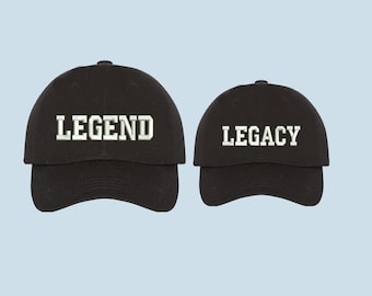 Father Son Matching Baseball Hat, Legend & Legacy Baseball Cap, Matching Dad Hats,  Fathers Day Matching Hats,Youth Hats Son Father Dad hats