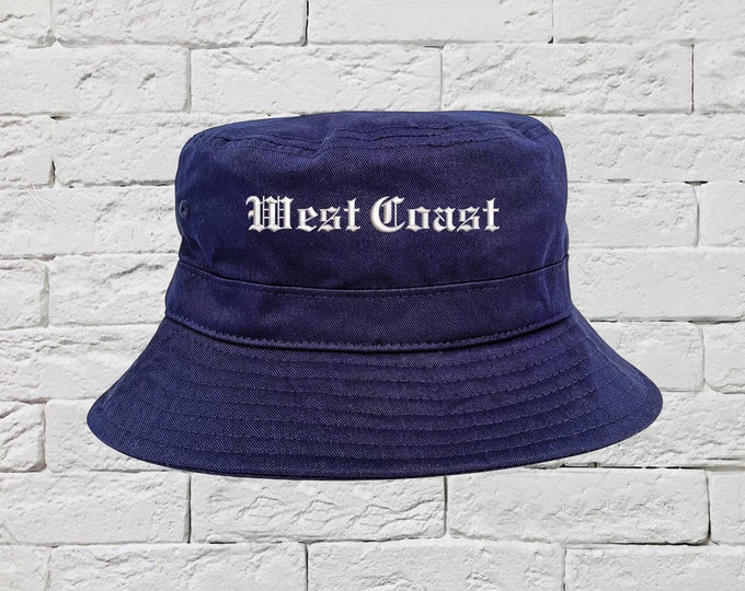 West Coast Bucket Hat, California Sun Hat, Fisherman Bucket Hat, Embroidered Hat, Unisex Pacific Bucket Hat, Summer Bucket Cap, Unisex Hat