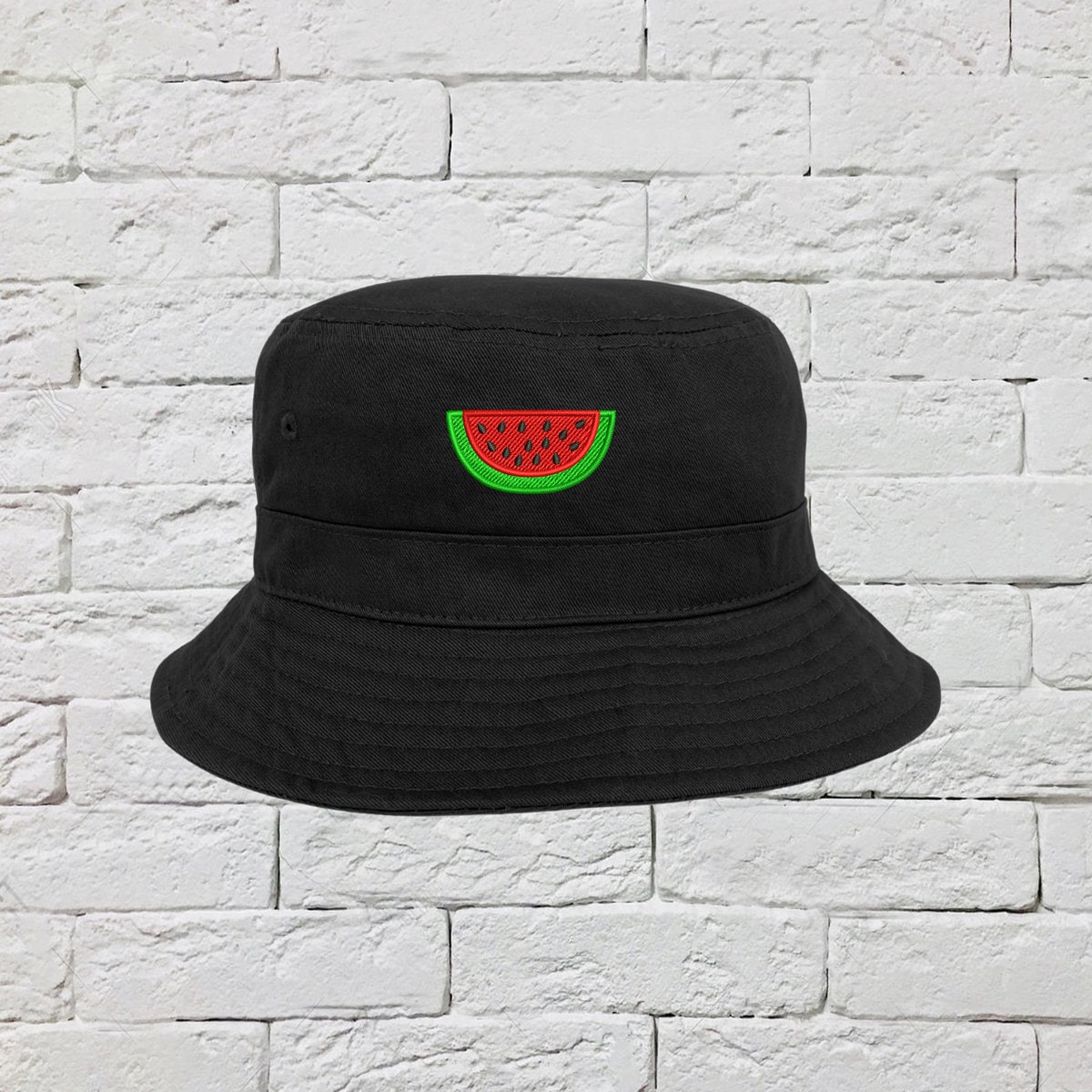 Watermelon Bucket Hat, Melon Sun Hat, Fisherman Bucket Hat, Embroidered