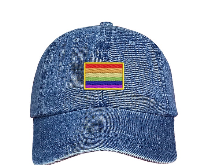 Pride Flag Embroidered Dad Hat, Low Profile Hat, Unisex Pride Baseball Cap, Flag Hat, Gay Pride LGBTQ Dad Hats