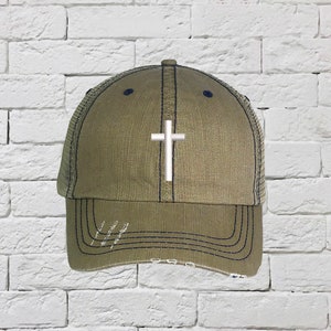 Christian Cross Hat, Cross Trucker Hat, Cross Distressed Trucker Hat, Jesus Trucker Cap, Christian Trucker Caps, Gift for her,