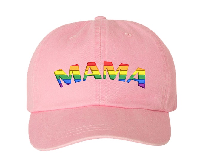 Pride MAMA Washed Baseball Dad Hat, LGBT Pride Hat, Embroidered Dad Hat, Gay Pride, Queer Parent Hat, Trans Rights Baseball Hat