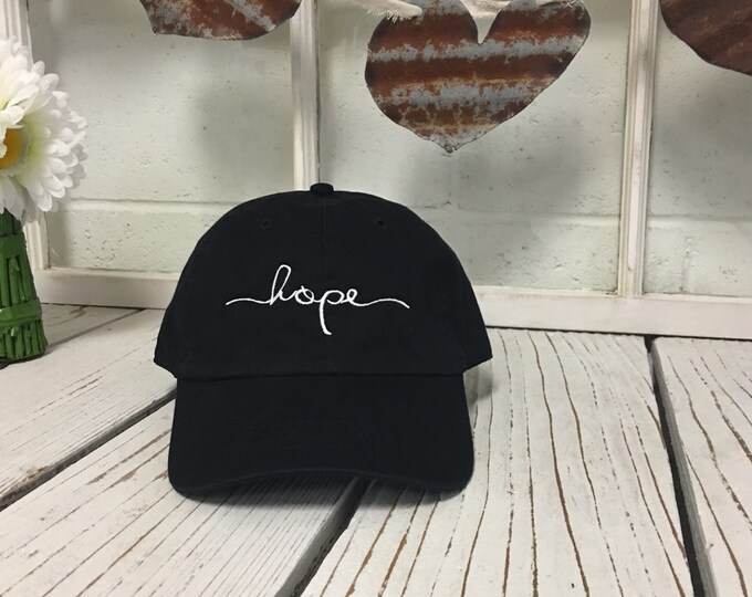 New Hope Script Embroidery Black Polo Baseball Cap Low Profile Curved Bill