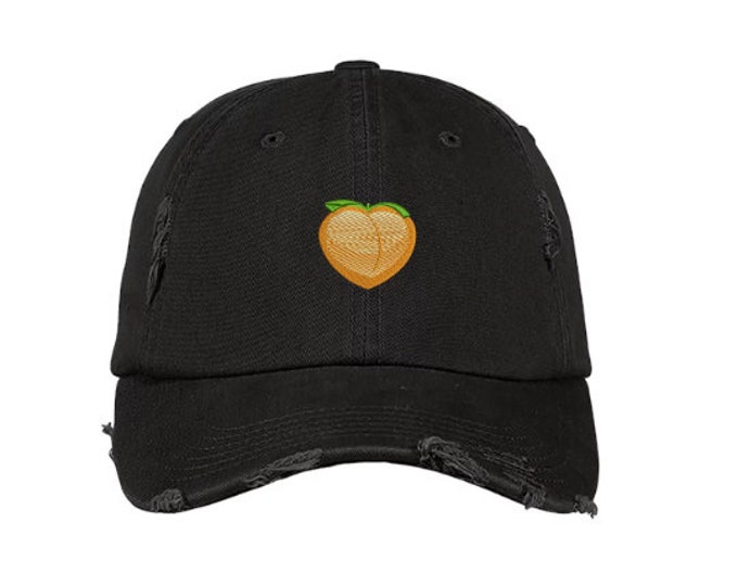 Peach Symbol Distressed Dad Hat Peach Pop Culture  Hater Peach Dad Hats Tumblr Dad Cap Trends  Fashion Dad Hat | Distressed Hats