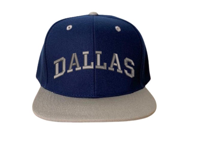 Dallas Flat Bill Snapback Cap Hat Your Initial Caps with Custom Letters Initials Flat Bill Snapback Custom Embroidered Caps for Men,