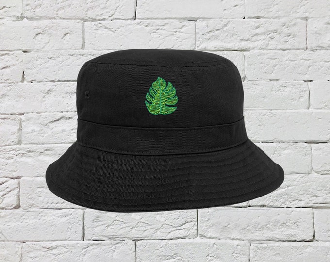 Monstera Leaf Bucket Hat, Sun Hats, Fisherman Bucket Hats, Embroidered Hats, Unisex Introvert Bucket Hats, Summer Bucket Caps Hat, Plant Mom