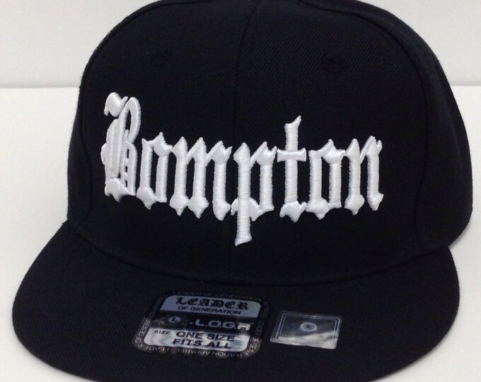 New 3D Hip Hop "BOMPTON" Snapbacks Black/White 3D Thread
