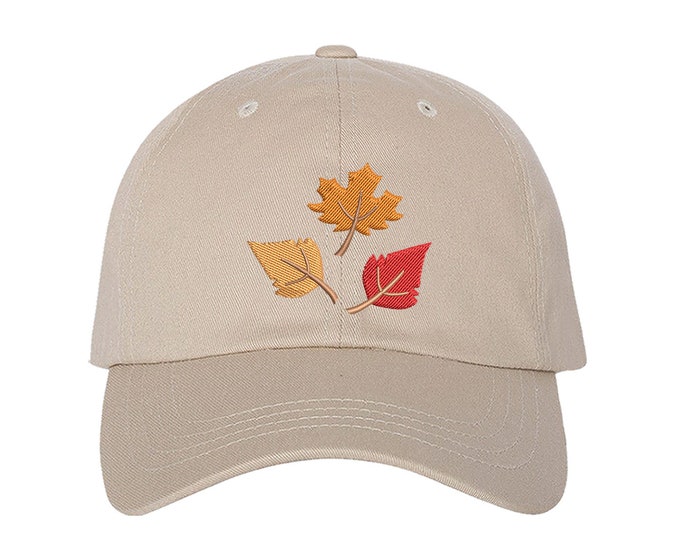 FALL LEAVES Embroidered Baseball Cap,  Low Profile Dad Hat, Autumn Baseball hat, Hello Fall Unisex Hat