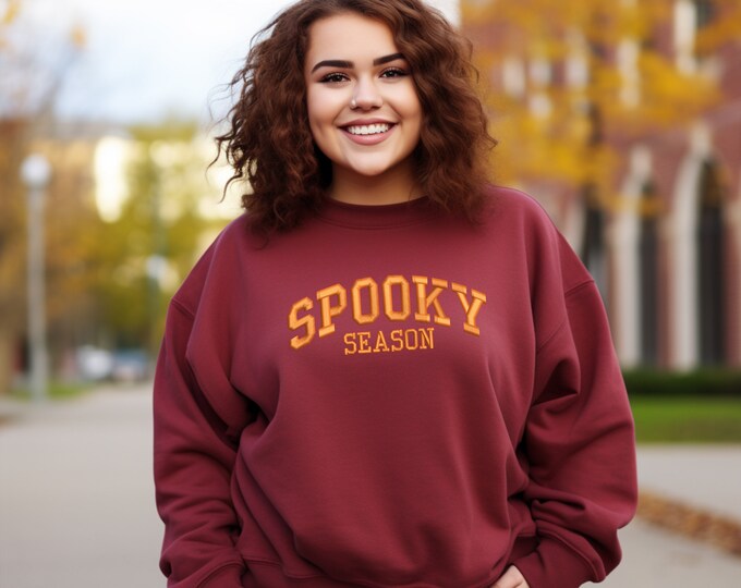 Spooky Season Embroidered Sweatshirt, Halloween Sweatshirt, Unisex Sweater, Fall Sweater, Cozy Season Gift, Halloween Gift