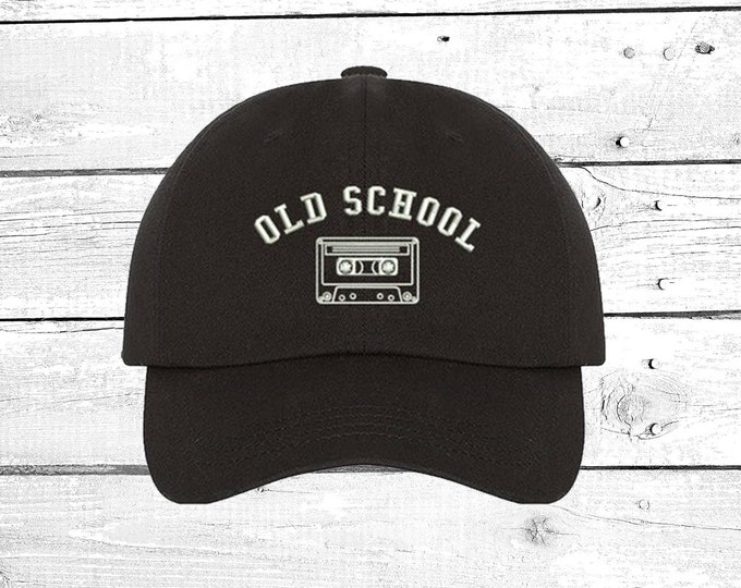 Hats Vintage 90's Inspired  OLD SCHOOL CASSETTE Baseball Hat Retro Inspired Dad Hat, Tumblr Baseball Cap, 90s' Baby Gift Cassette Lover Gift