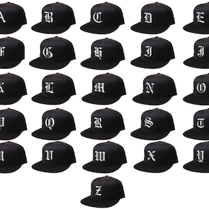 Snapback Custom Letters, 3D Flat Bill Snapback, Personalized Black Cap, Customize Baseball Cap, Embroidered Hat OLD ENGLISH Letters