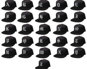 Snapback Custom Letters, 3D Flat Bill Snapback, Personalized Black Cap, Customize Baseball Cap, Embroidered Hat OLD ENGLISH Letters