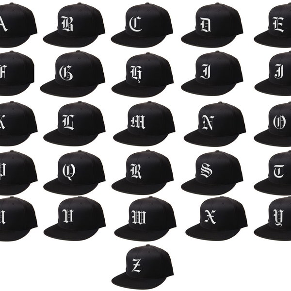 Snapback Custom Letters, 3D Flat Bill Snapback, Personalized Black Cap, Customize Baseball Cap, Embroidered Hat OLD ENGLISH Letters