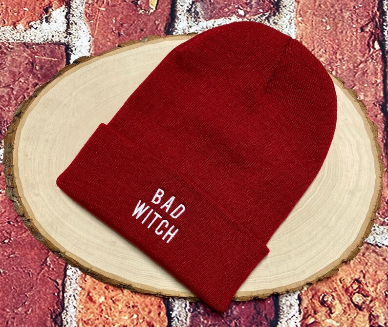 Good Witch Beanie Hat Winter Hat Bad Witch Brodé Beanie Cuffed Etsy