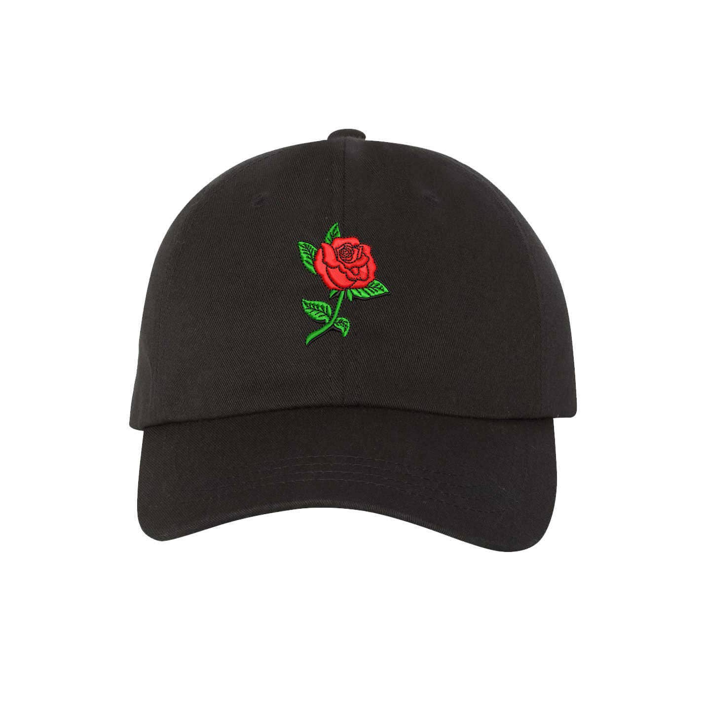 Rose Stem Baseball Hats with Rose embroidered patch Gift for her