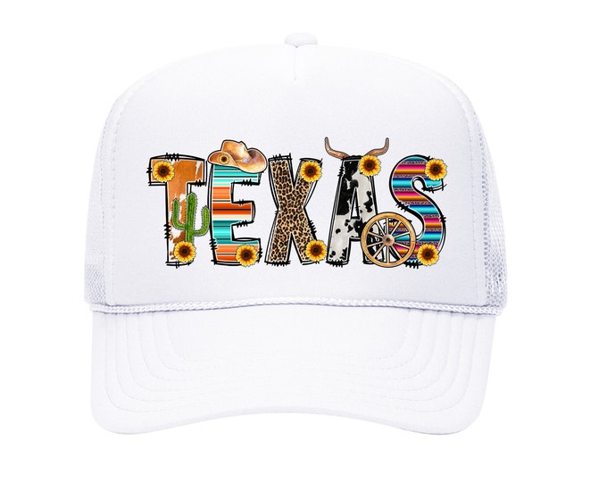 Texas Western Embroidered Foam Trucker hat, Western Texas Baseball Cap, Western Cap, Spring, Summer Trucker Hat, Unisex Spring Hat