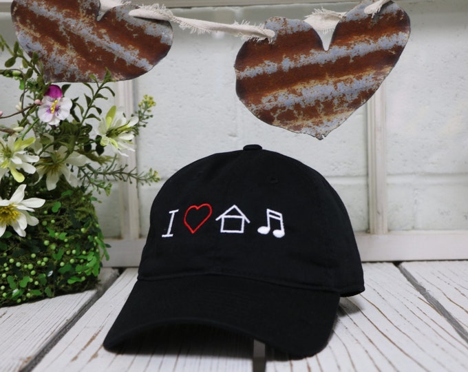 I Love HOUSE MUSIC Baseball Hat Low Profile Embroidered Baseball Caps Dad Hats Black