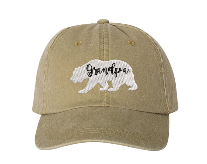 Grandpa Bear Washed Baseball Dad Hat, Grandpa bear Hat, Embroidered Dad Hat, Grandpa Hat, Gift for Grandfather, Grandpa Dad Hat, Bear Hat