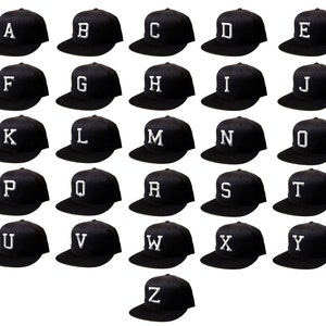 Snapback 3D Flat Bill Snapback Black Cap Hip Hop, Your BLOCK Initials Here, Custom Hat, Personalized Hat, Baseball Cap Hat Letters Alphabet