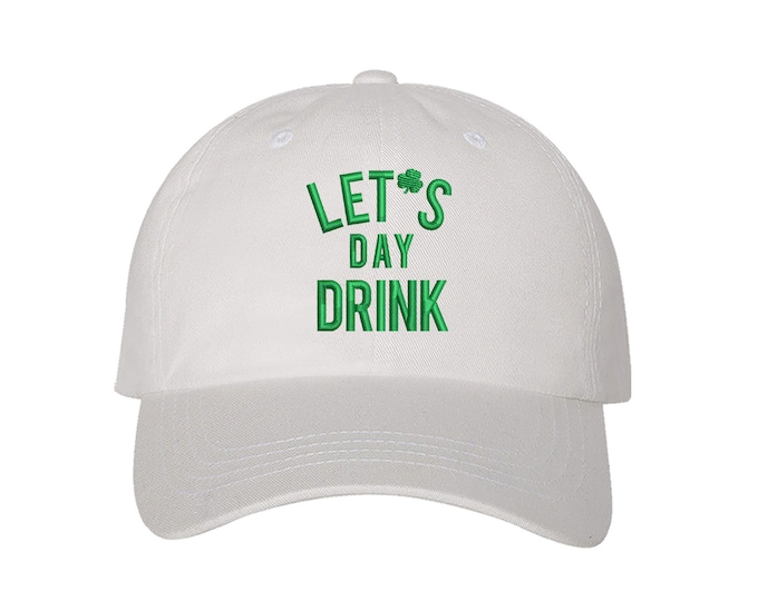 St Patrick's LETS DAY DRINK Hats Day Drinking Baseball Hat Shamrock Drinking Caps  Four Leaf Clover Shamrock Baseball Cap