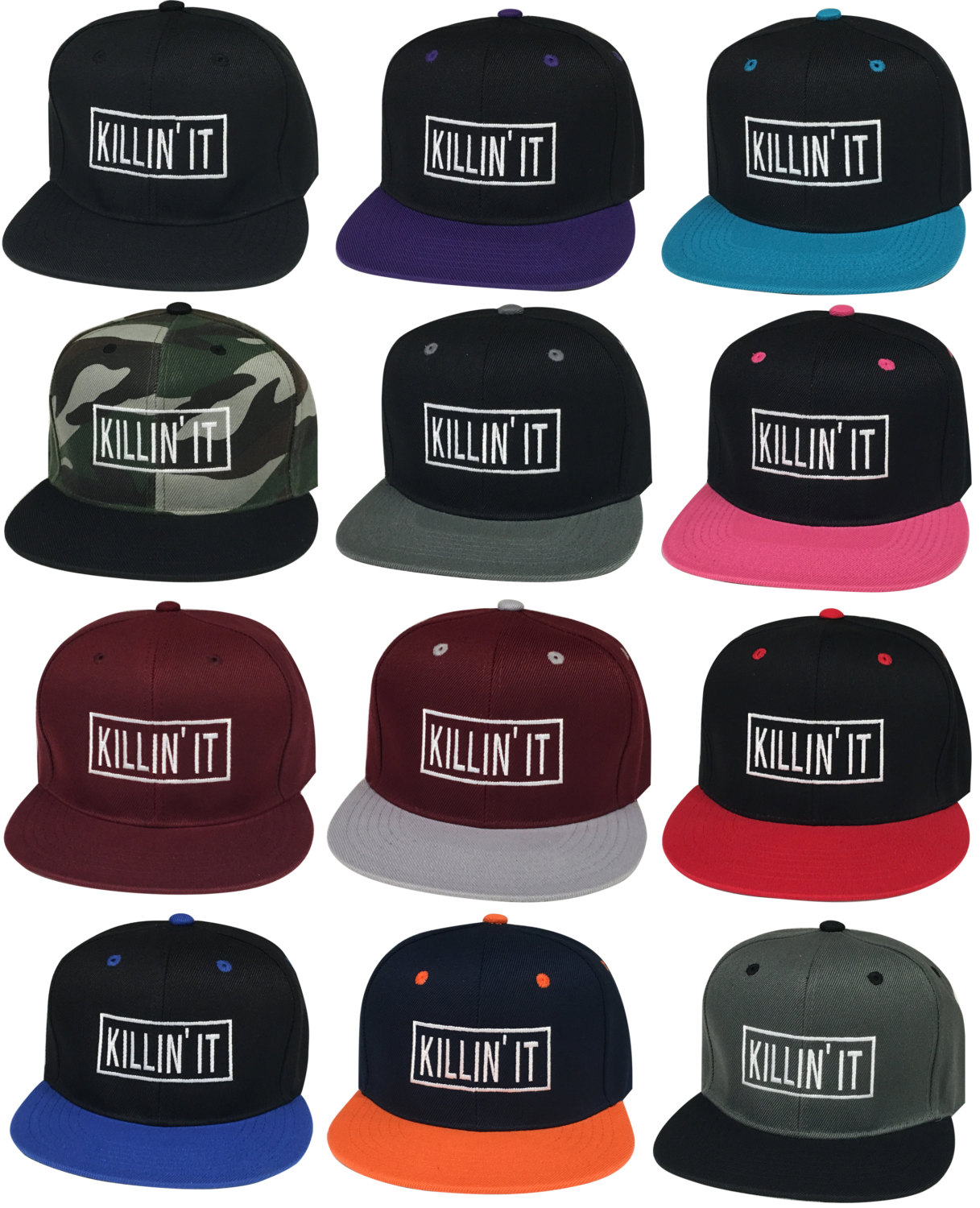 Flat Bill Snapback Cap Hat killin It 