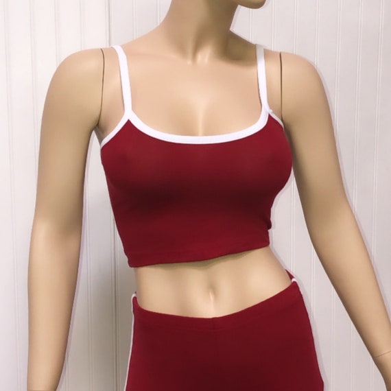 Spaghetti Strap Cropped Tank, Tank Top Cropped T-shirt, Beach Day Crop Top,  Lounge Wear, Women's Tops, Retro Style Crop Top, Work Out Top -  Canada