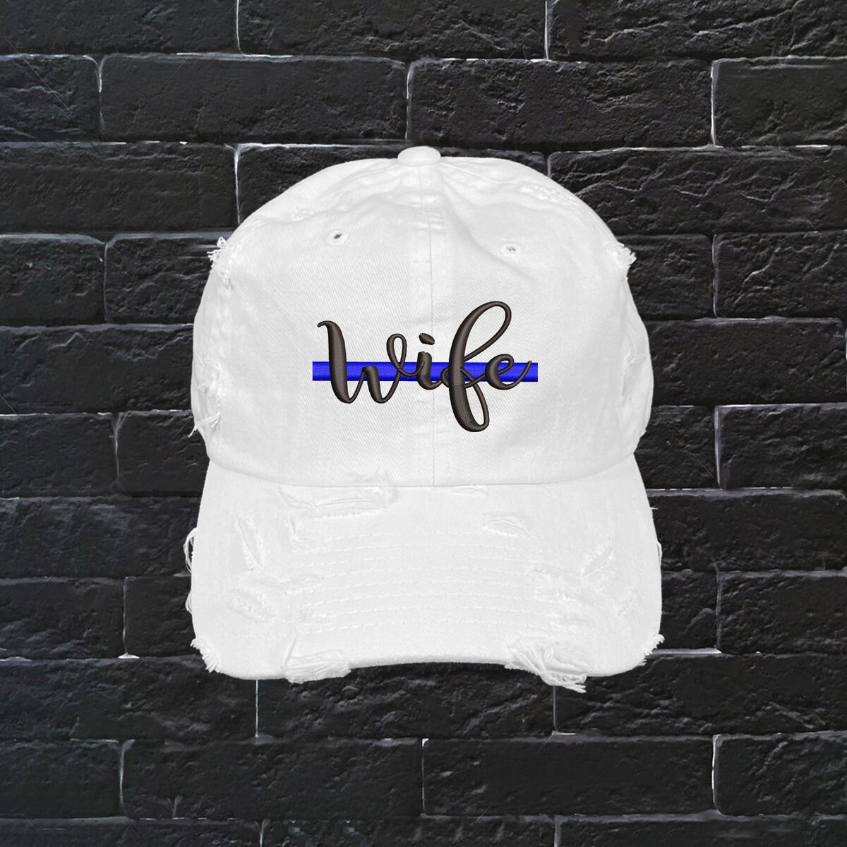 Wife Blue Line Vintage Distressed Dad 