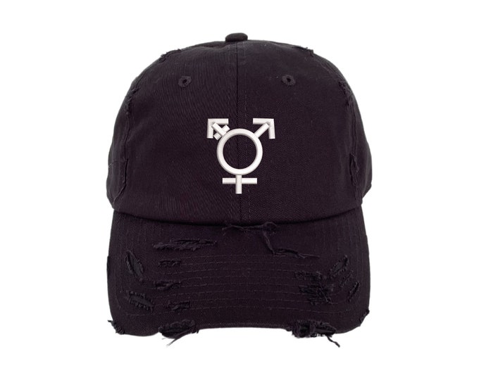 Trans Symbol Vintage Distressed Dad Hat, Gender Embroidery, Low Profile, LGBTQ Baseball Hat, Unisex Baseball Cap, Sex Symbol Dad Hat
