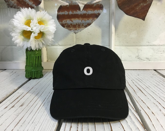 Dad Hat Letter "O" Alphabet Initial Embroidered ABC's Black Polo Baseball Cap Low Profile Curved Bill