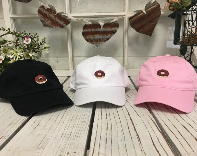 CHOCOLATE DONUT Embroidered Baseball Cap Low Profile Curved Bill - Multiple Colors