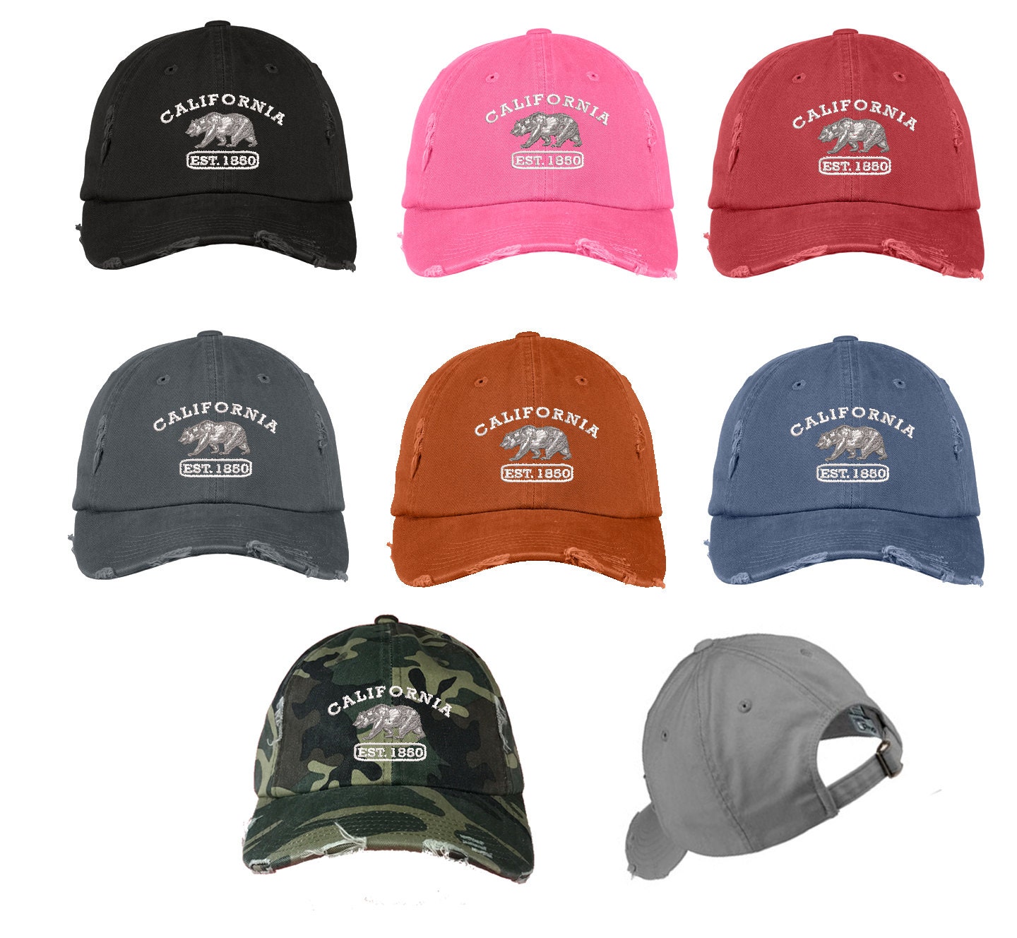Mens Womens Dad Hats California Bear Republic 1850 Snapback Fits Cap