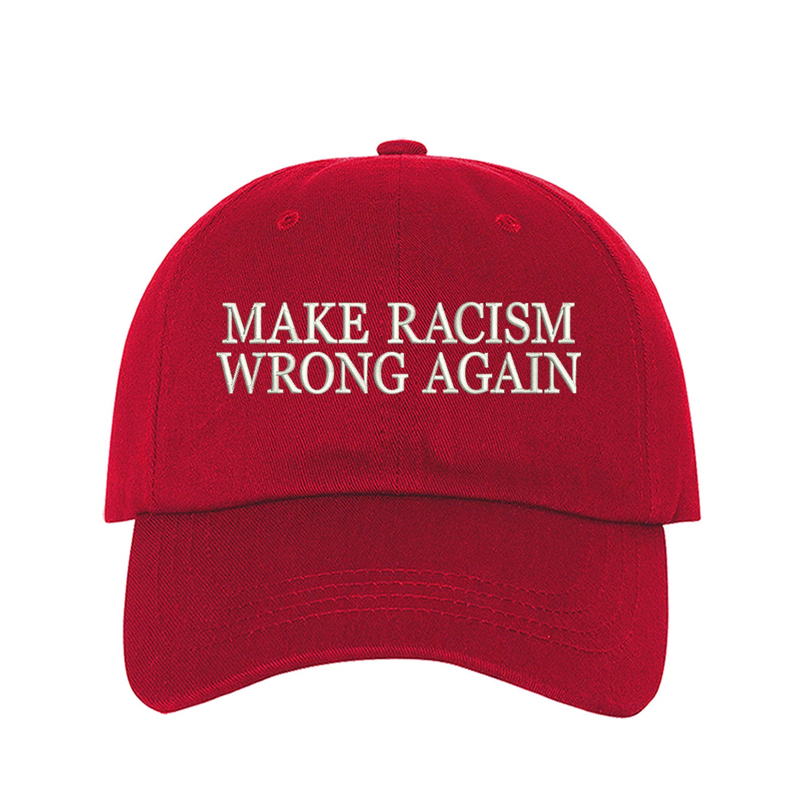 "Make Racism Wrong Again" Embroidered Cotton Baseball Cap - Adjustable Dad Hat - View #7