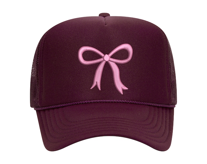 Pink Ribbon Embroidered Foam Trucker hat, Ribbon  Baseball Cap, Pink Ribbon Cap, Spring, Summer Trucker Hat, Unisex Spring Hat