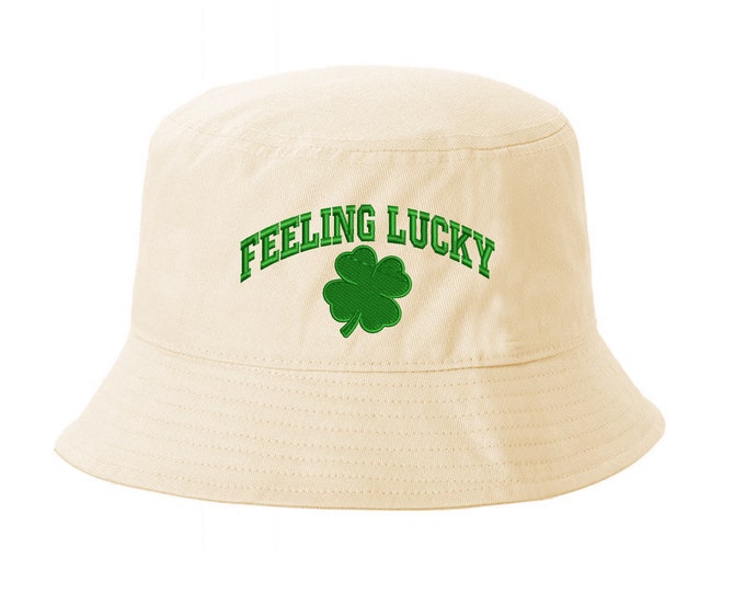 Feeling Lucky Clover Bucket Hats St Patricks Bucket Hat, Clover St Pattys Day Cap, St Paddy's Day, Lucky Day Drinking Bucket Hat, Lucky Hat